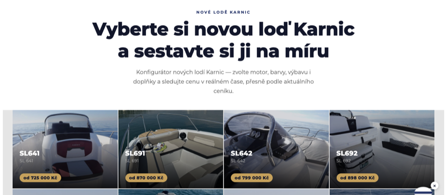 Náhled konfigurátoru lodí Karnic